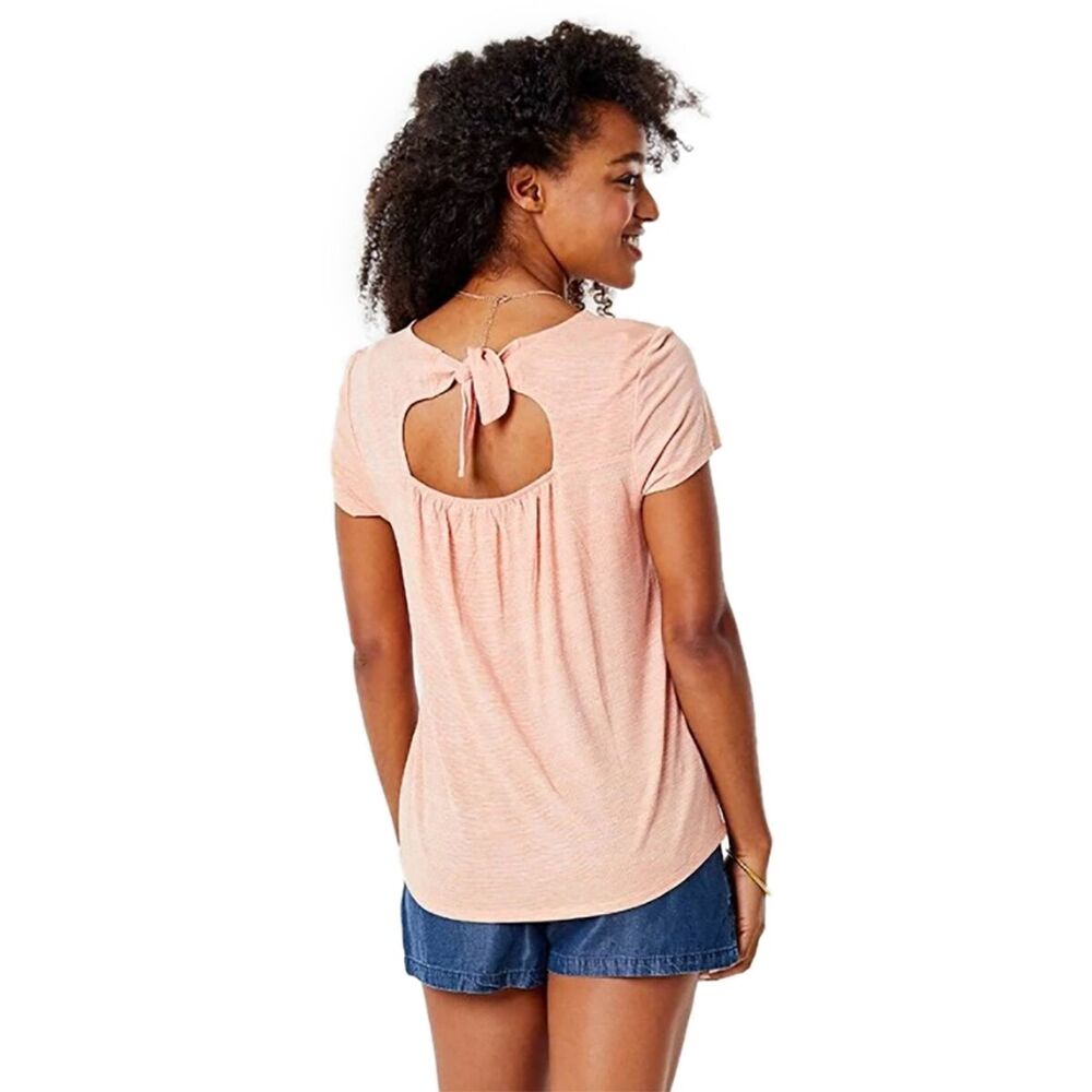 NWT‎ Carve Designs Guava Textured Stripe Layla Short Sleeve Top Women's XS